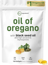 Micro Ingredients Oil of Oregano and Black Seed Oil Softgels, 150 Count – 2-in-1 Daily Herbal Supplement for Immune & Seasonal Wellness Routine