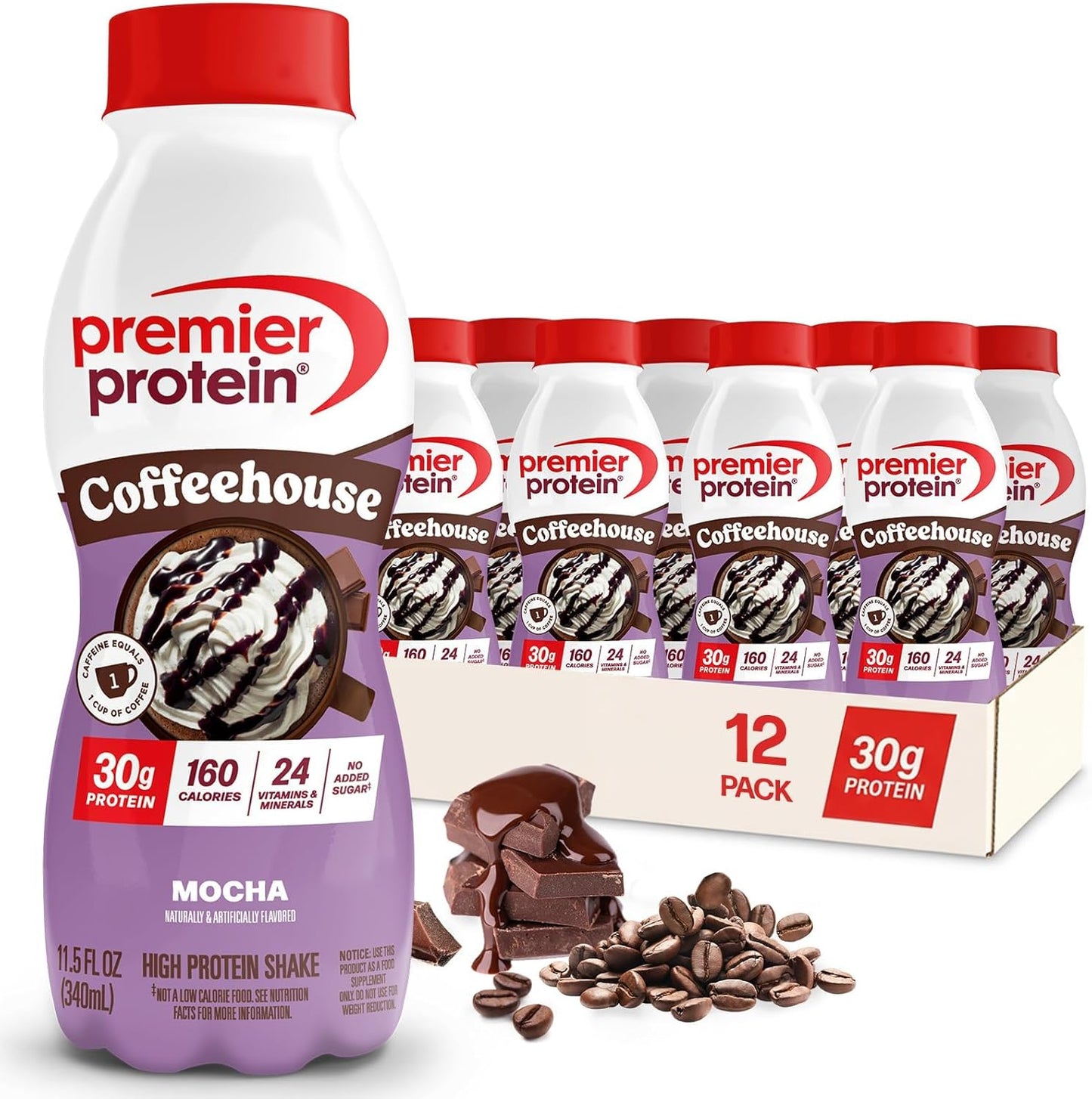 30g of protein per bottle from milk protein concentrate and calcium caseinate