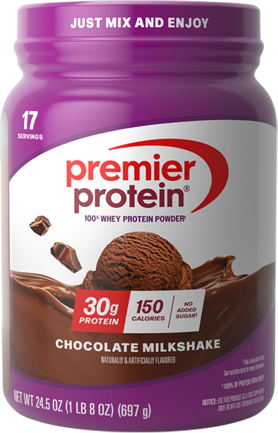 30g protein per serving from 100% whey with all essential amino acids
