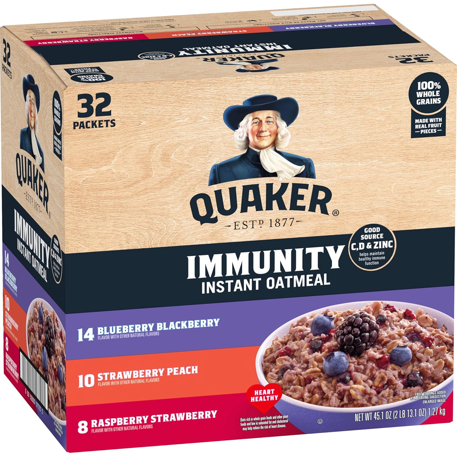 32 individual 1.41 oz single-serve packets (10 strawberry peach, 14 blueberry blackberry, 8 raspberry strawberry)