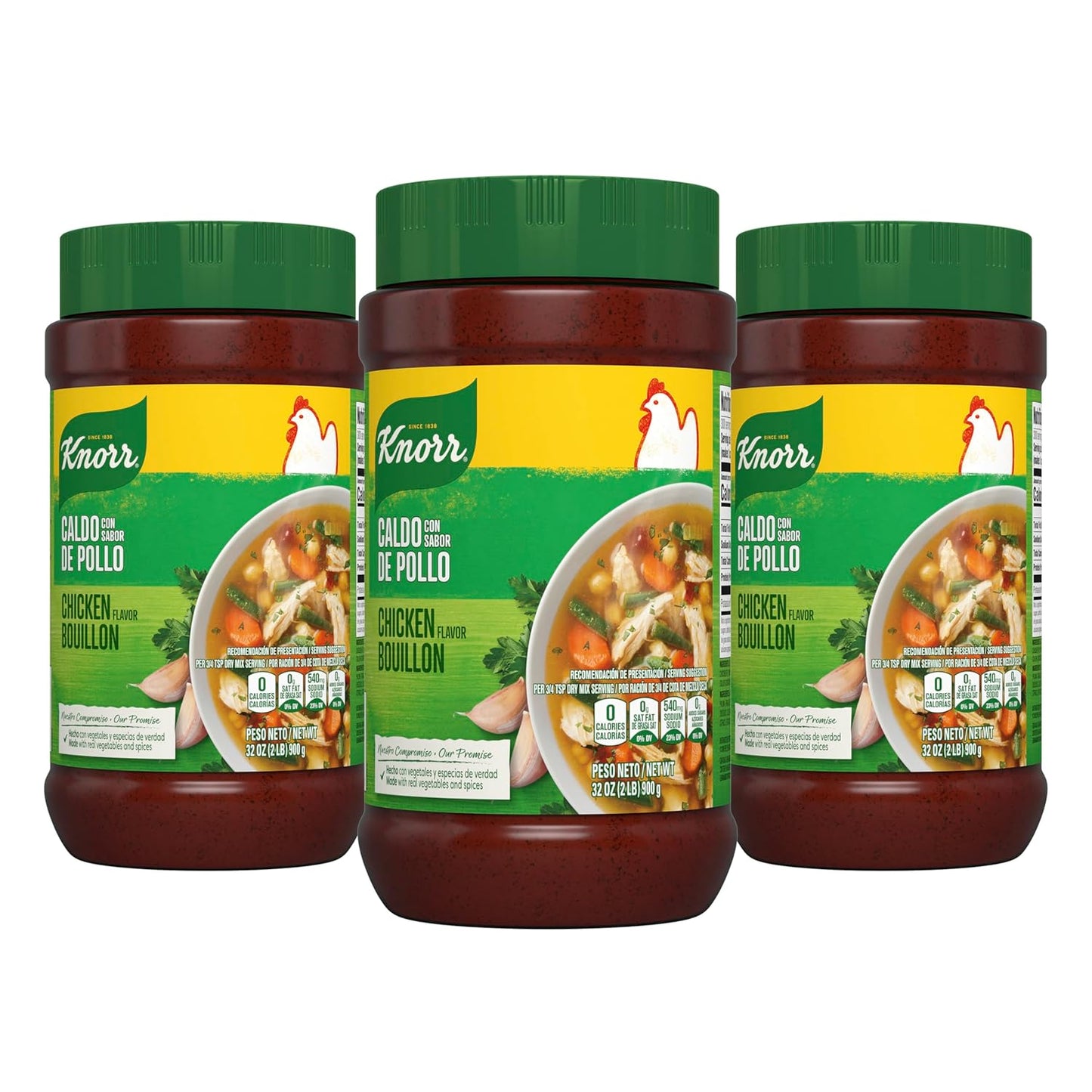 32 oz granulated bouillon jar in multi-pack configurations (3-pack or 6-pack for chicken; 12-count beef)