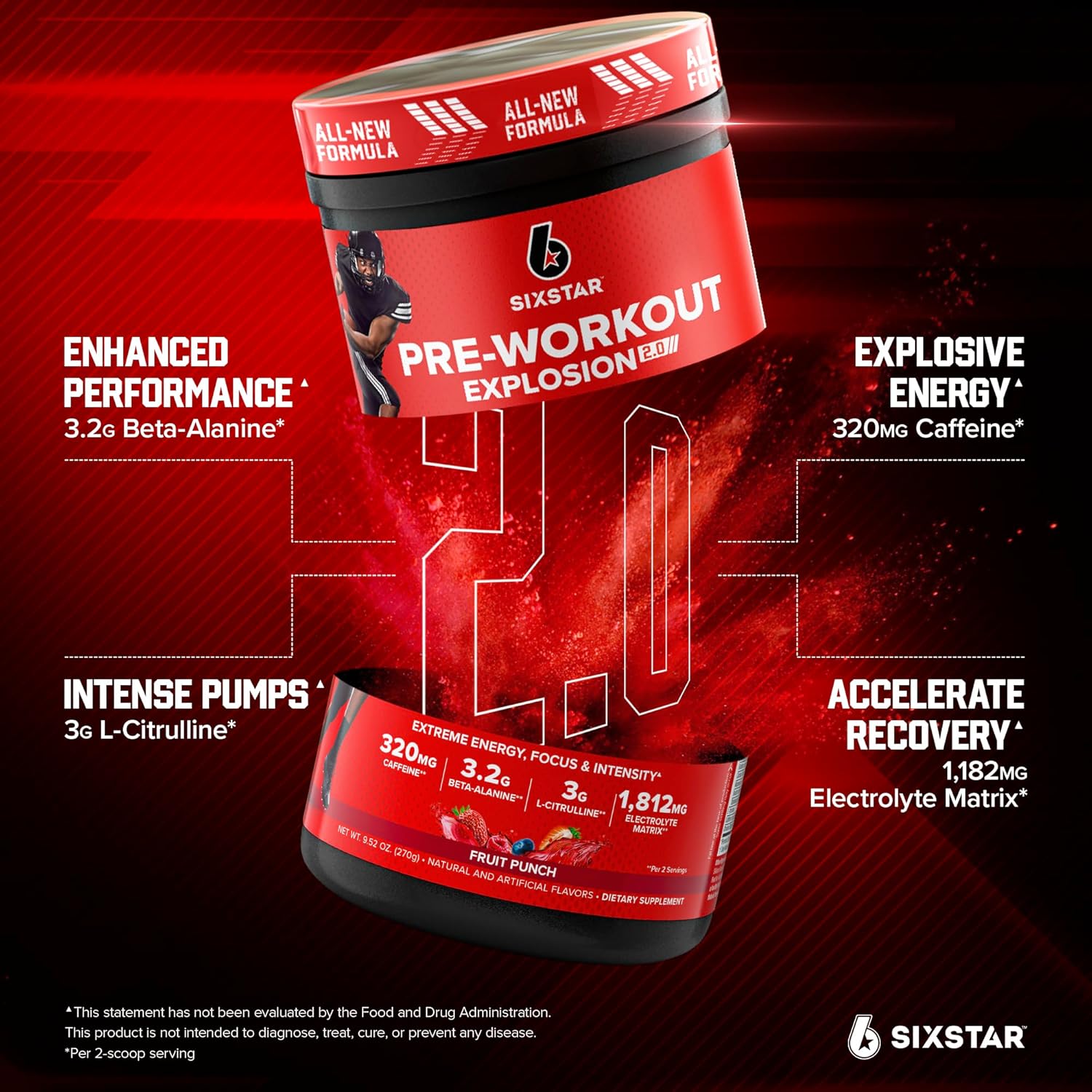 320mg caffeine anhydrous for energy, alertness, and focus