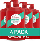 Old Spice Body Wash for Men – Post-Gym and Locker Room Rinse, 3X Defense Bulk Pack of 4 for Active Lifestyles