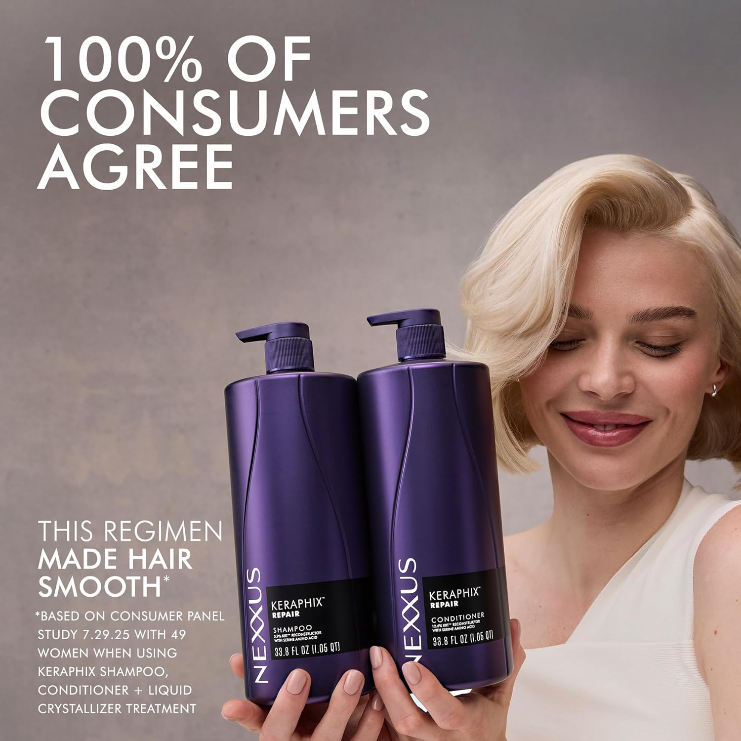 33.8 fl oz (1 liter) bottles — salon-sized for extended home use