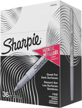 Sharpie Metallic Silver Permanent Markers, Fine Point 36 Count – Creative Birthday Gift for Crafters and Journalers