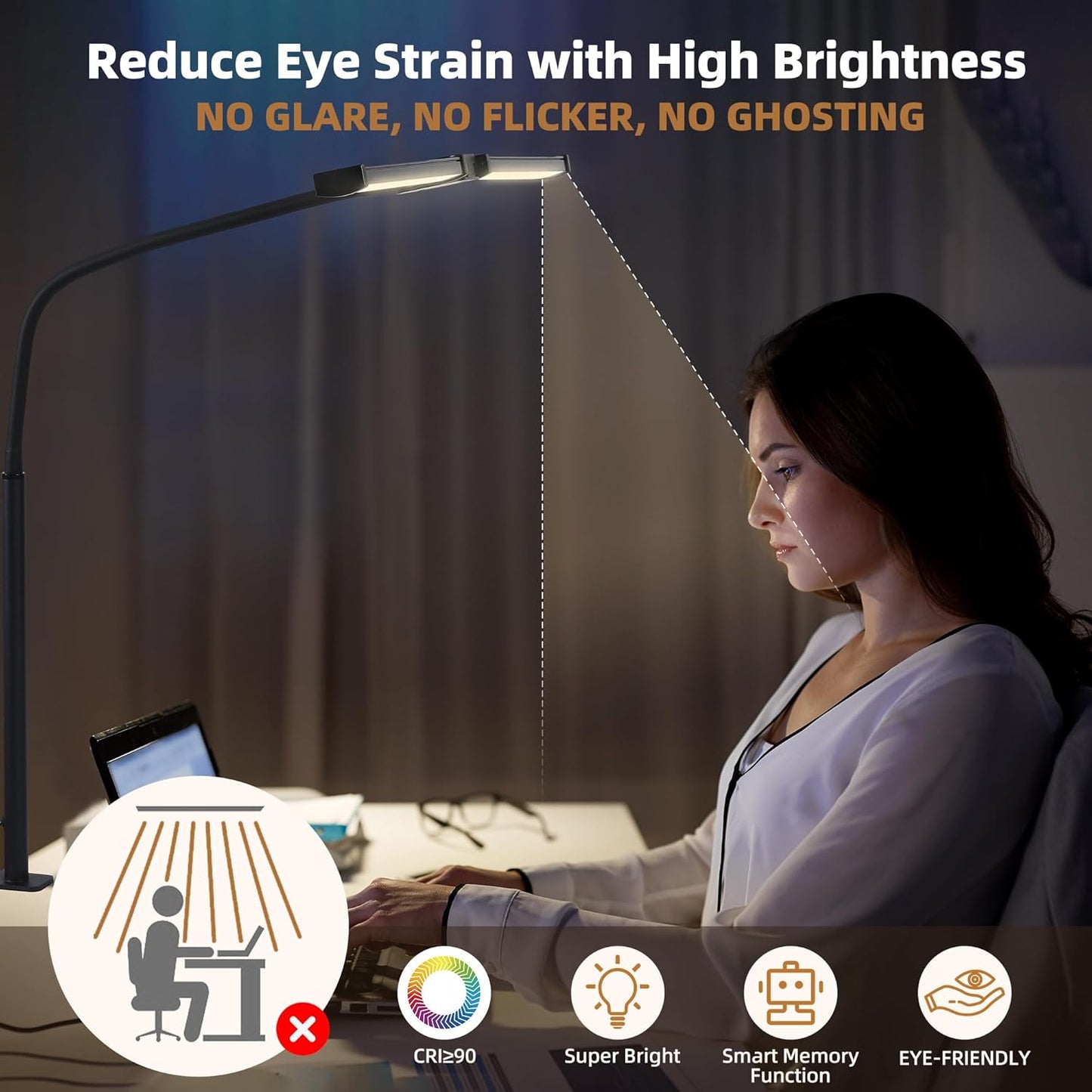360° adjustable flexible goose-neck for precise light direction