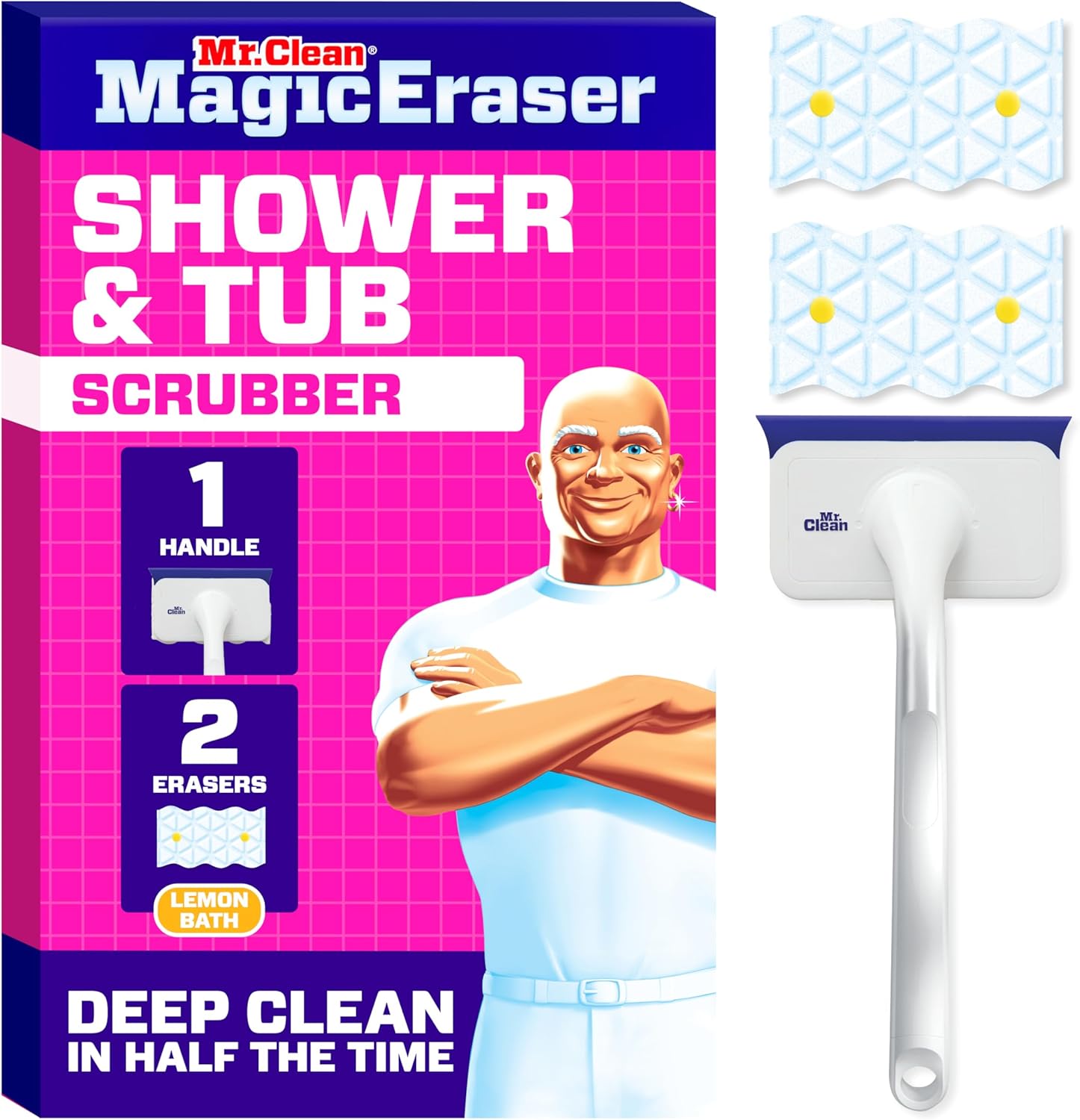 360-degree rotating scrubber head for hard-to-reach corners