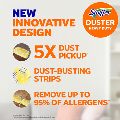 360° duster head design with dust-busting strips that break down layered dust