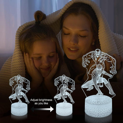 3D Superhero LED Night Light – Christmas Gift Idea for Kids, 16 Colors Dimmable Kids Room Accent Lamp