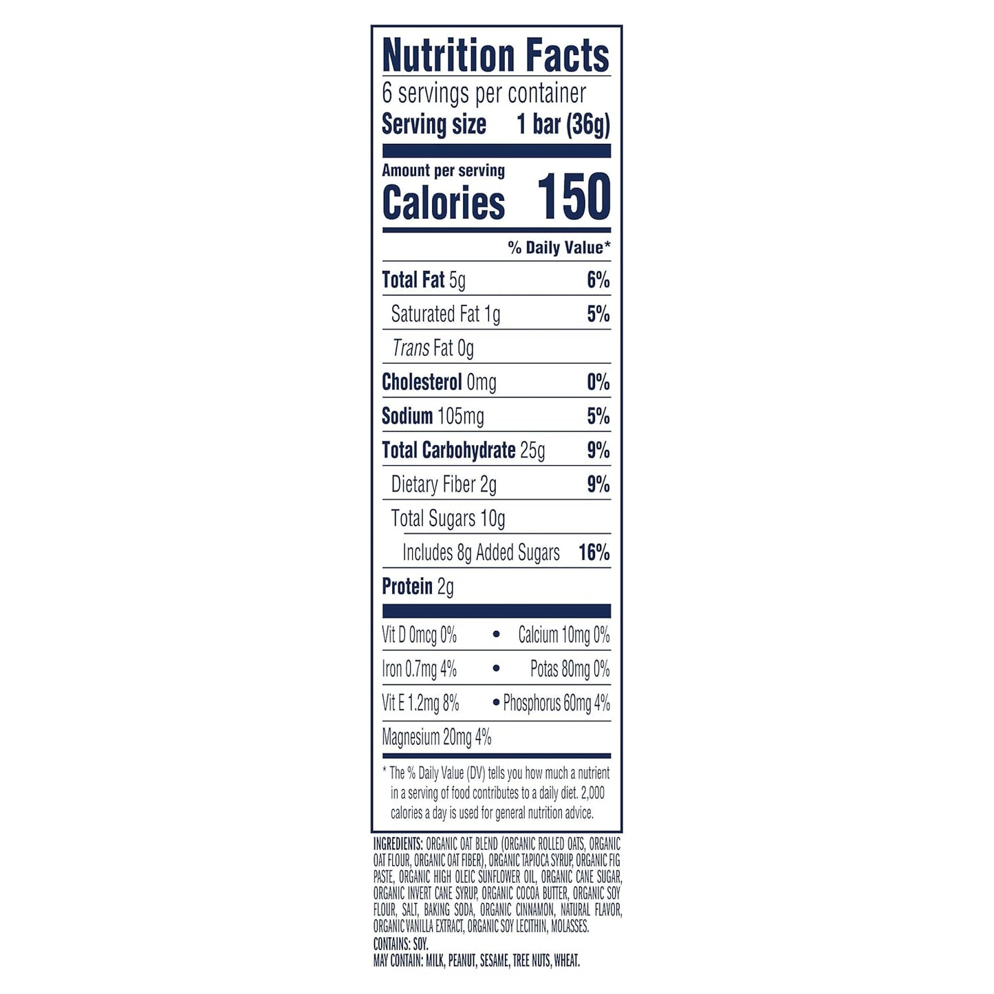 3g fiber per 40g serving (about 1 1/10 bars)