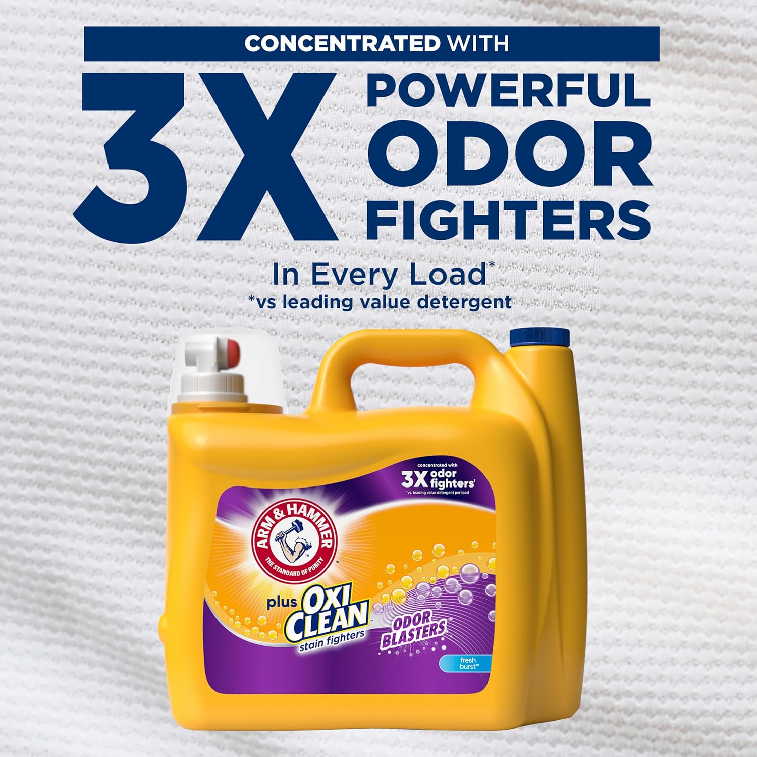 3x concentrated odor fighters vs the leading value detergent per load