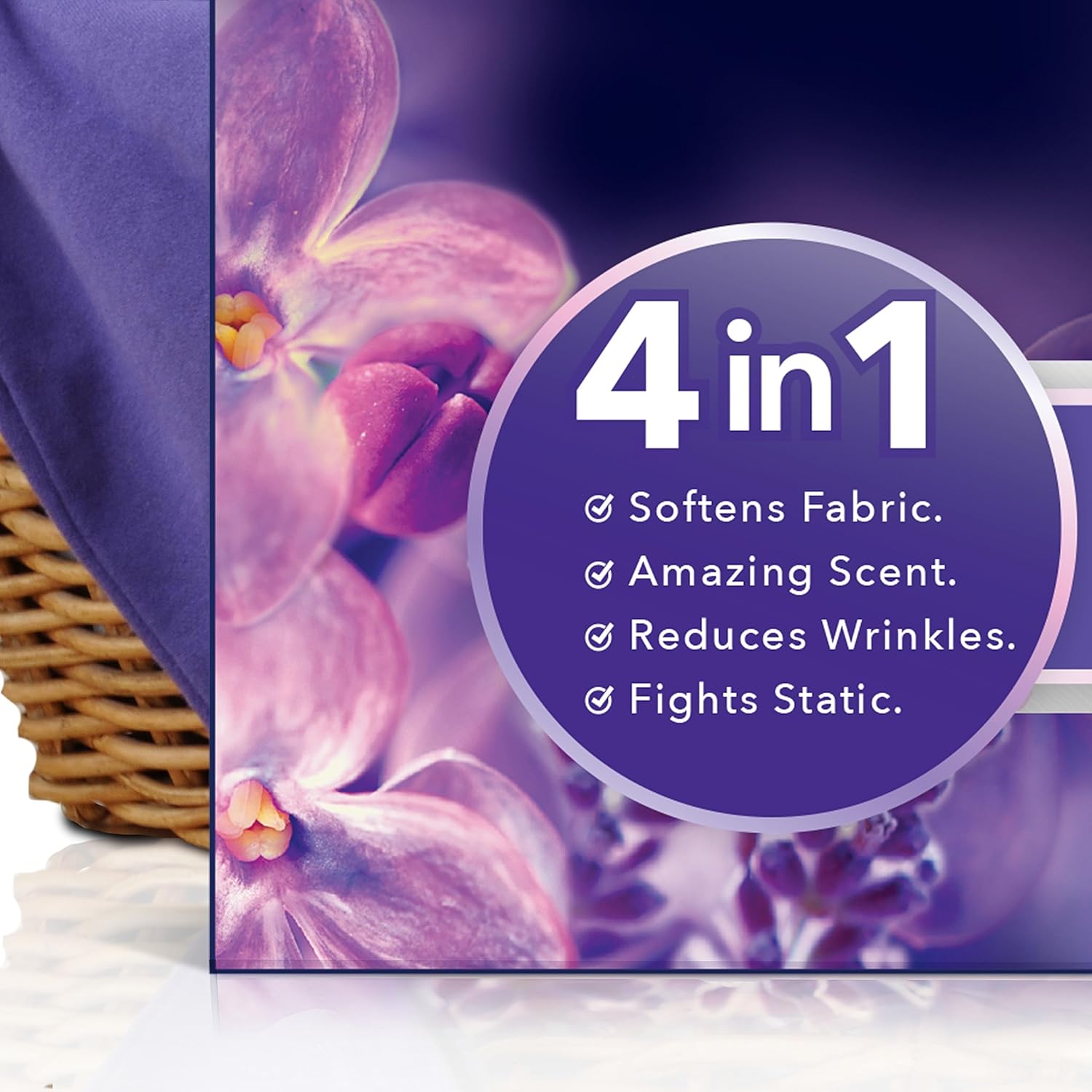 3x softening ingredient concentration vs. leading base dryer sheet brand