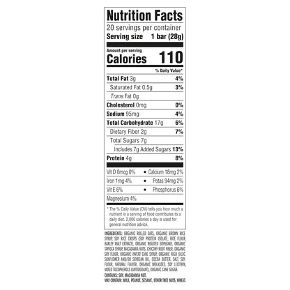4-5g plant-based protein per bar from soy and oats