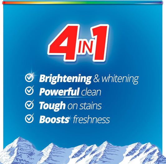 4-in-1 cleaning action: brightens & whitens, fights tough stains, deep cleans, boosts freshness