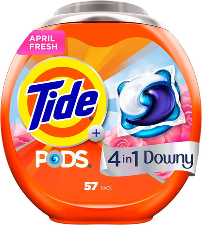 4-in-1 concentrated pac combining detergent, stain remover, downy freshness, softness, and fabric protection