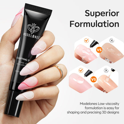 4-in-1 multi-use: sculpting, chrome powder base, charm adhesive, rhinestone glue