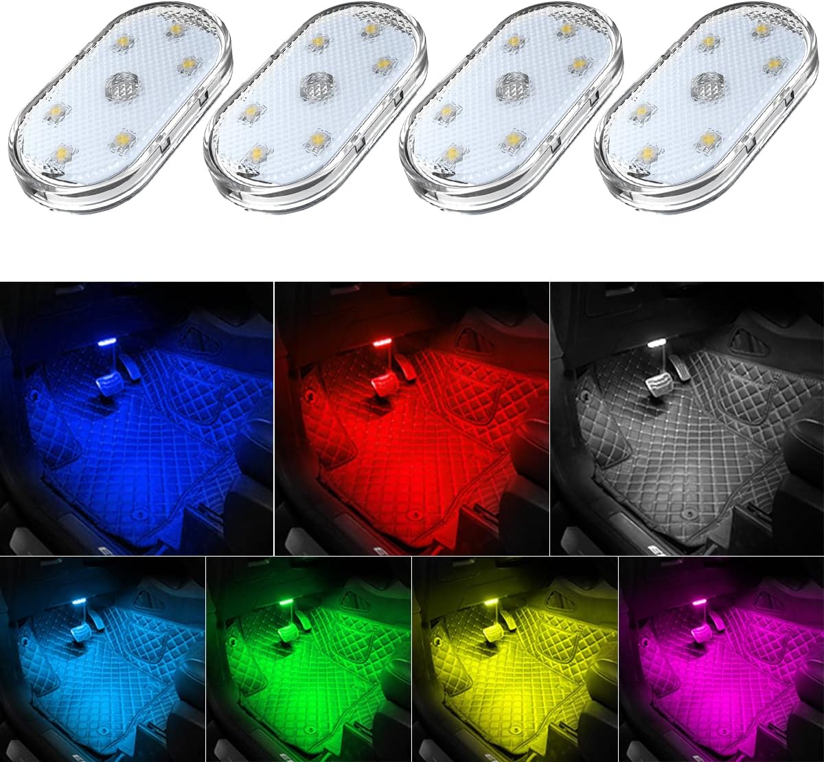 4-piece set of bar-shaped abs led lights with 6 rgb lamp beads each