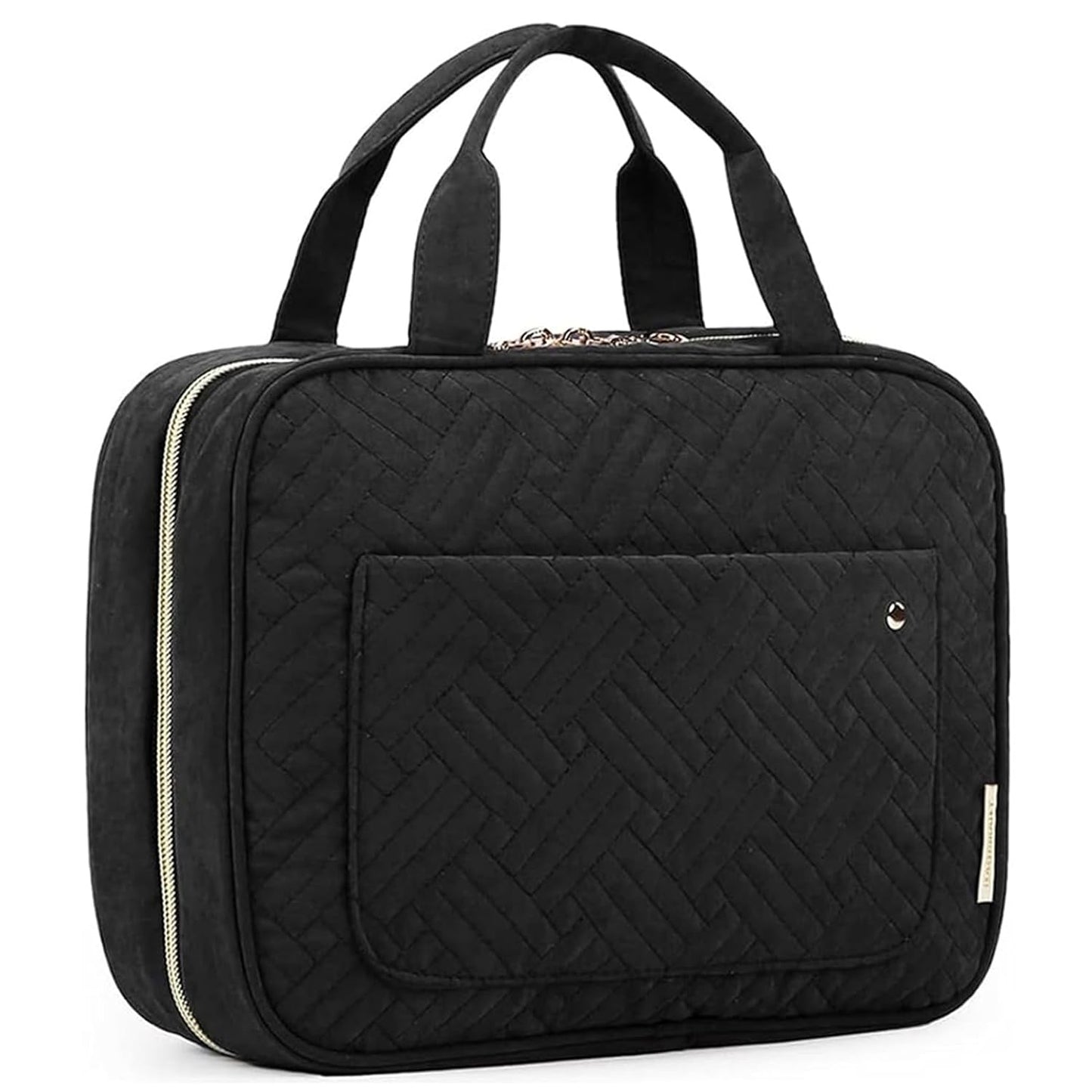 4 separate zip compartments plus a back open pocket for category-based organization