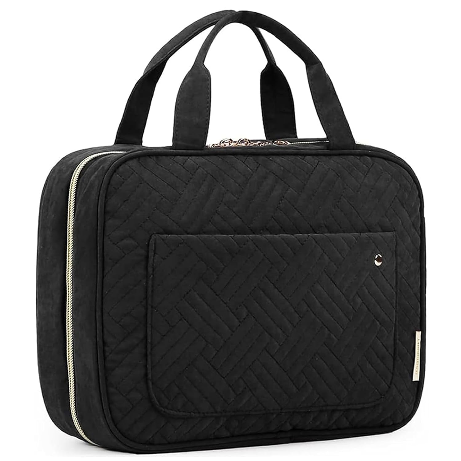 4 separate zip compartments plus a back open pocket for category-based organization