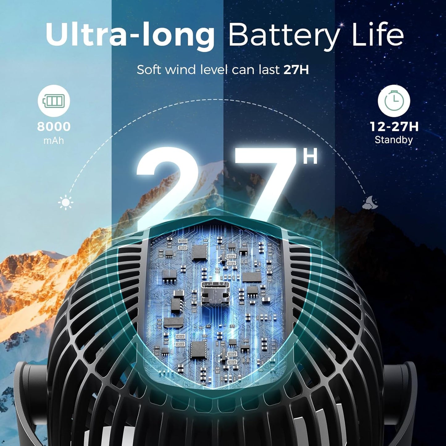 4-speed motor including a natural-wind mode designed for sensitive babies