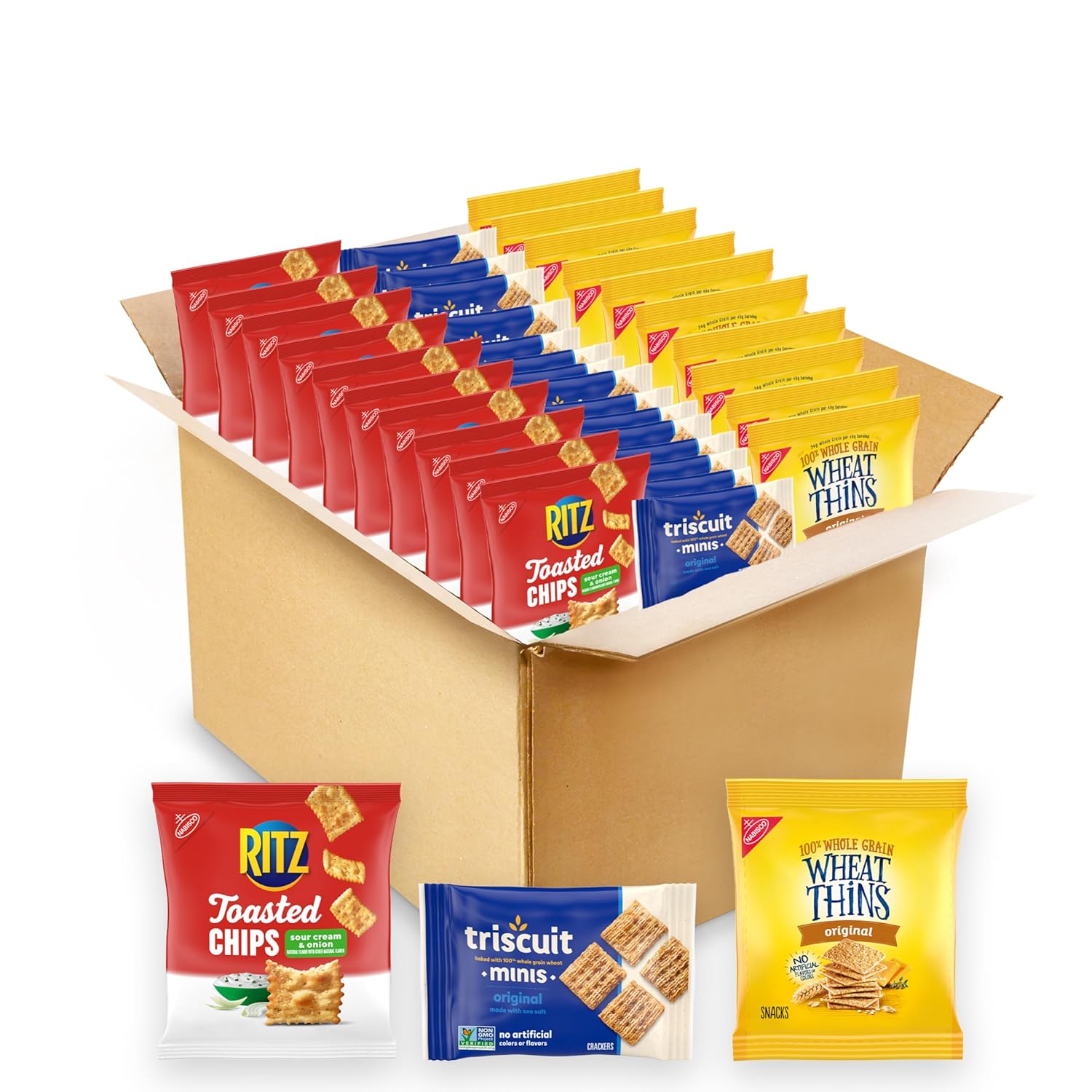 40 individually wrapped single-serve snack packs in one box