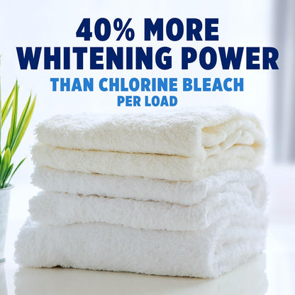 40% more whitening power per load versus chlorine bleach and 2x whiteners versus leading value liquid detergent