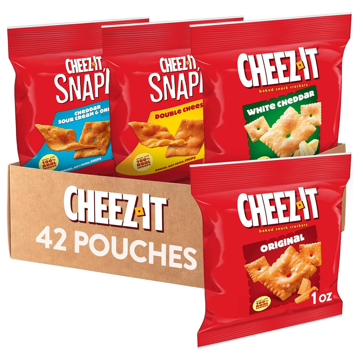 42-count box containing original, white cheddar, snap'd double cheese, and cheddar sour cream varieties