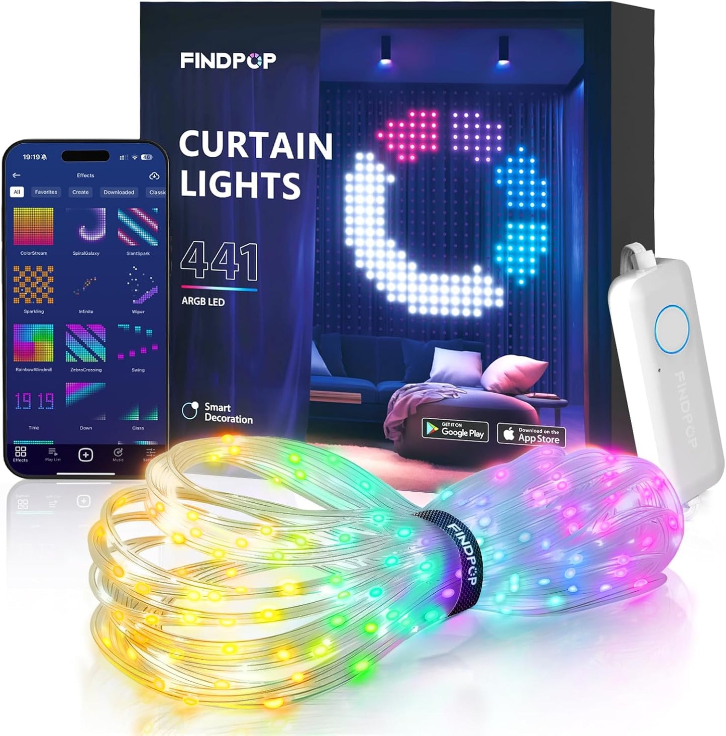 441 led pixels on a 5.5x5.6ft curtain with 8cm lamp spacing for dense, vivid visuals
