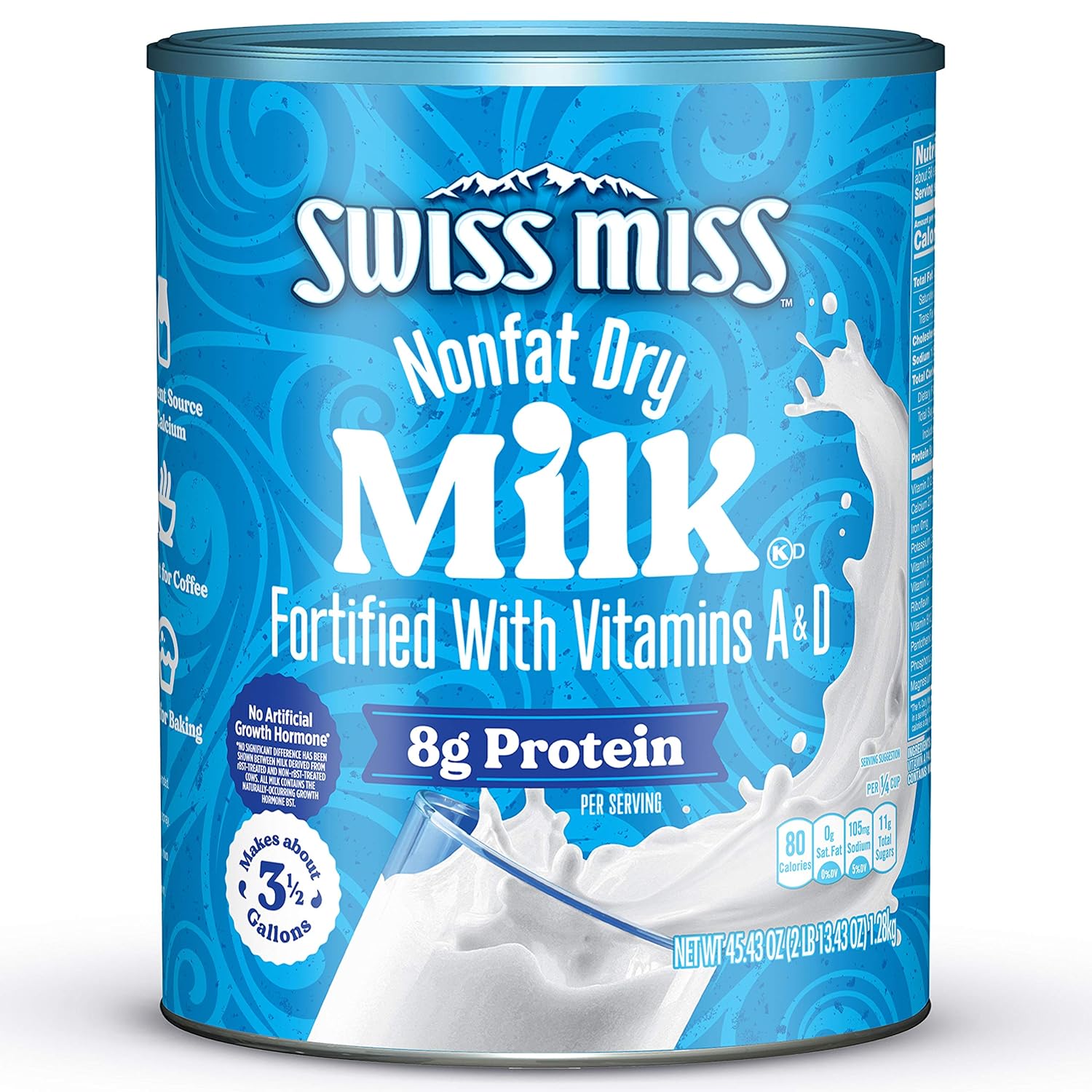 45.43 oz (1.29 kg) canister yielding approximately 3 gallons of prepared nonfat milk