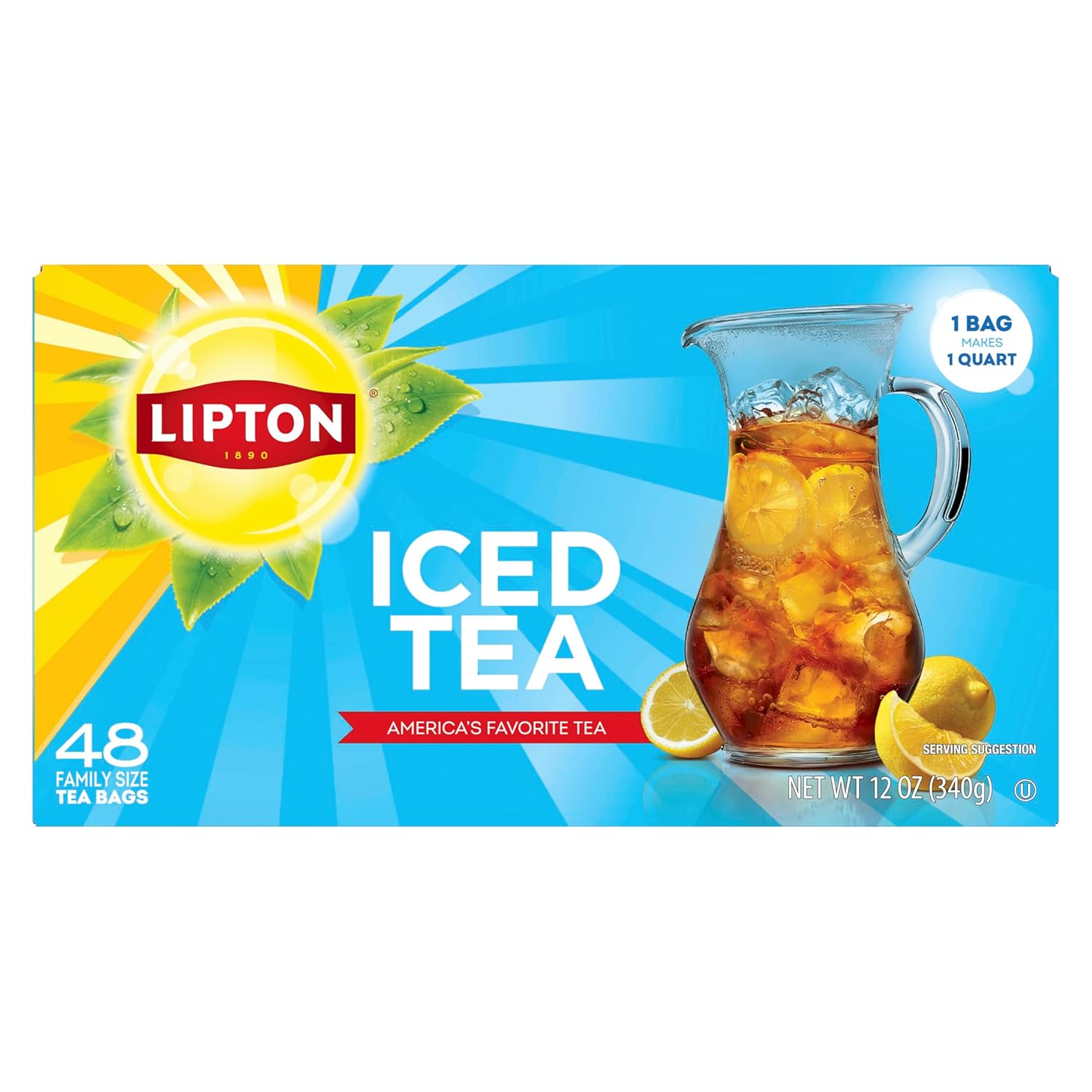 48 family-size tea bags yielding 48 quarts of iced tea per box