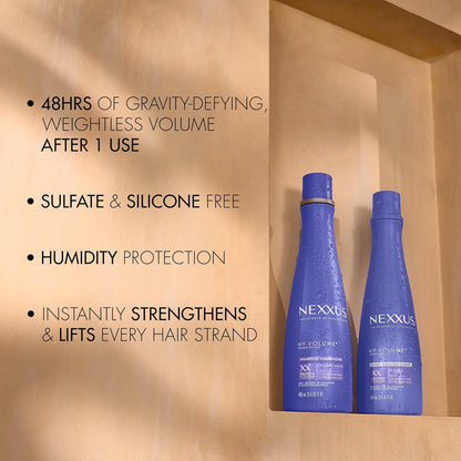 48-hour gravity-defying volume claim with 3x weightless volume in one use