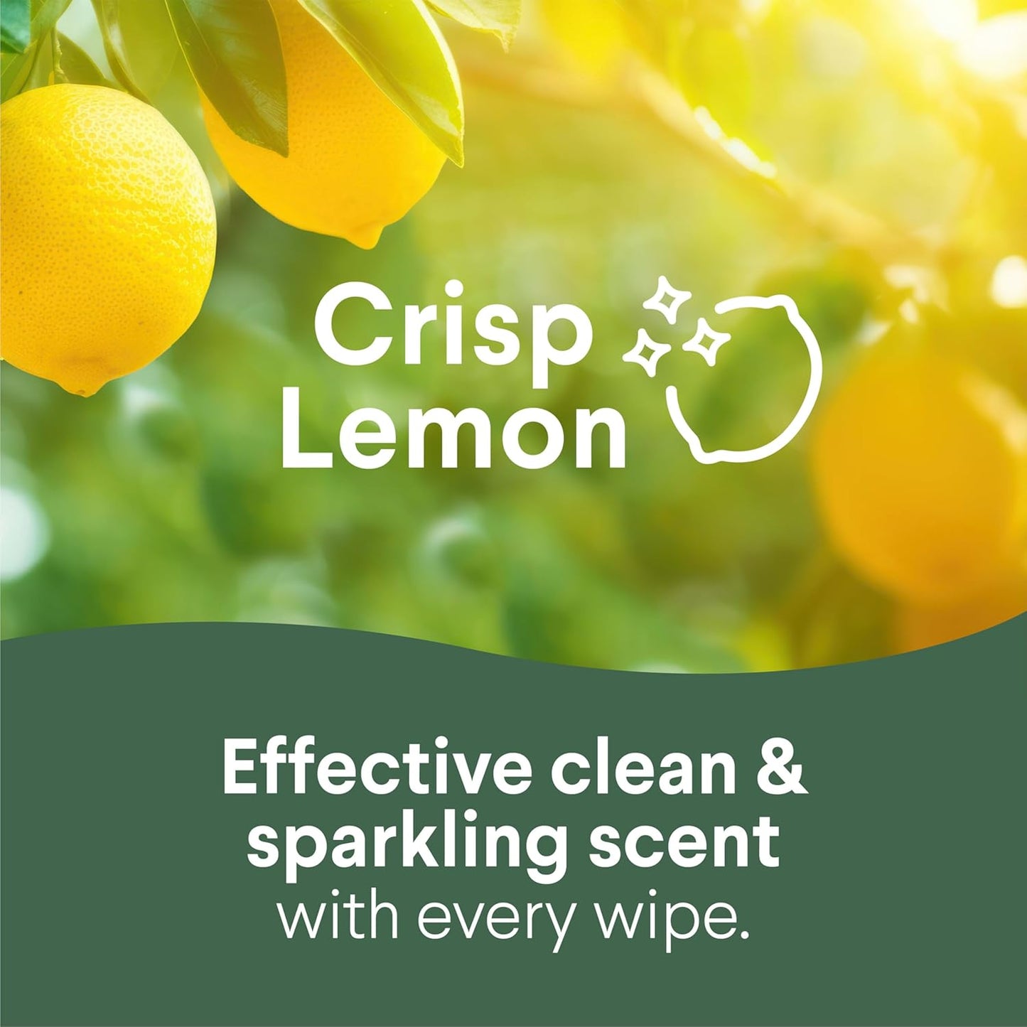 48-hour odor control on non-food contact surfaces via fresh scent, crisp lemon, or coconut varieties