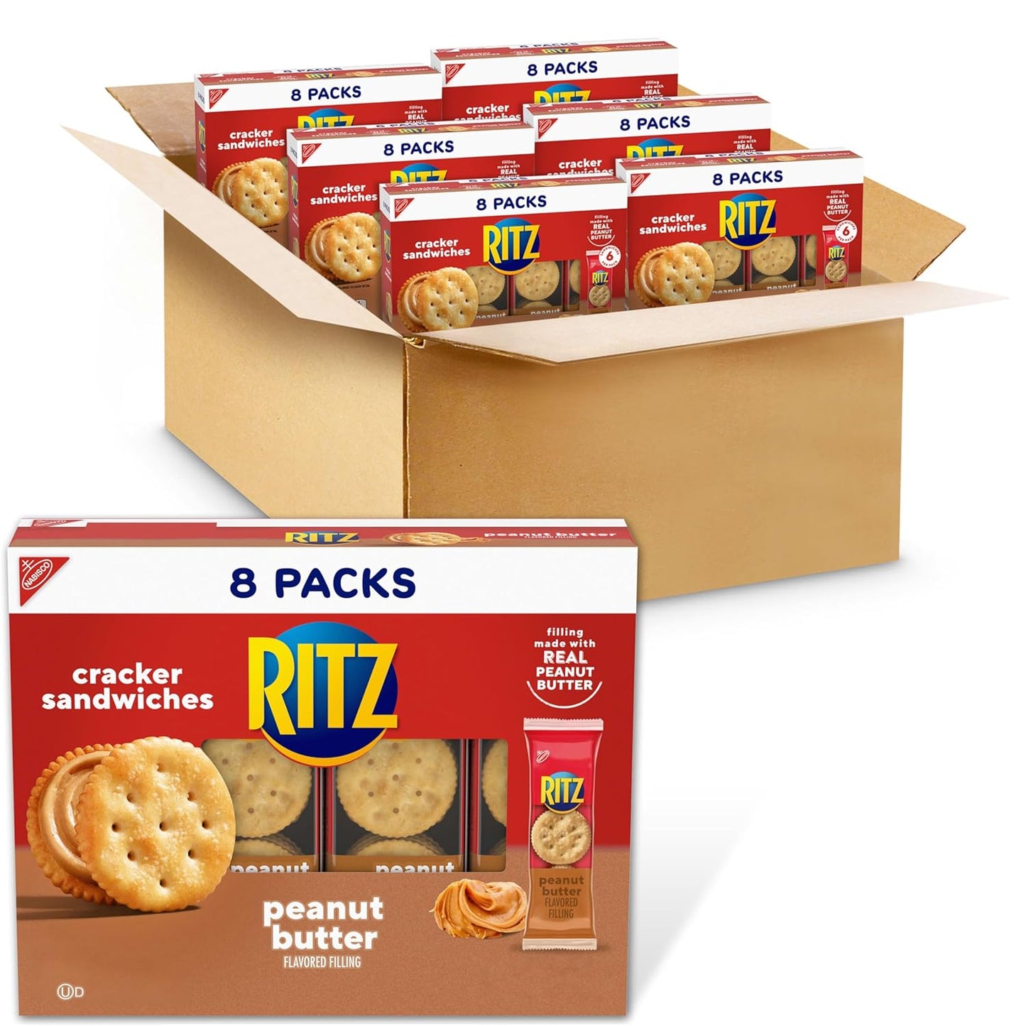 48 individually wrapped snack packs (6 boxes of 8) totaling 288 cracker sandwiches