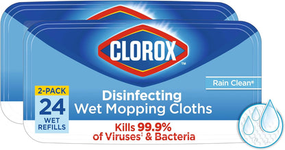 48 total disposable wet mopping cloths (2 packs of 24 refills)