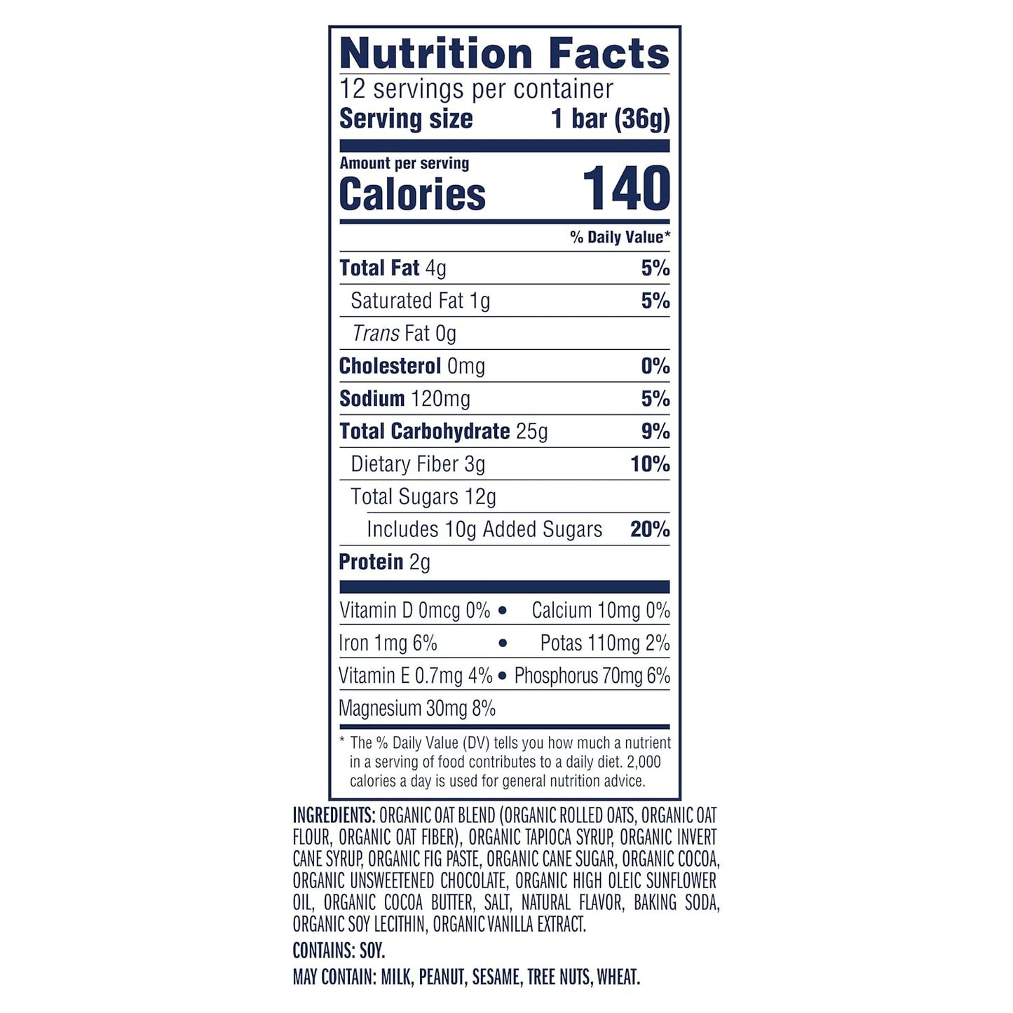 4g total fat per serving with energizing organic whole grain oats