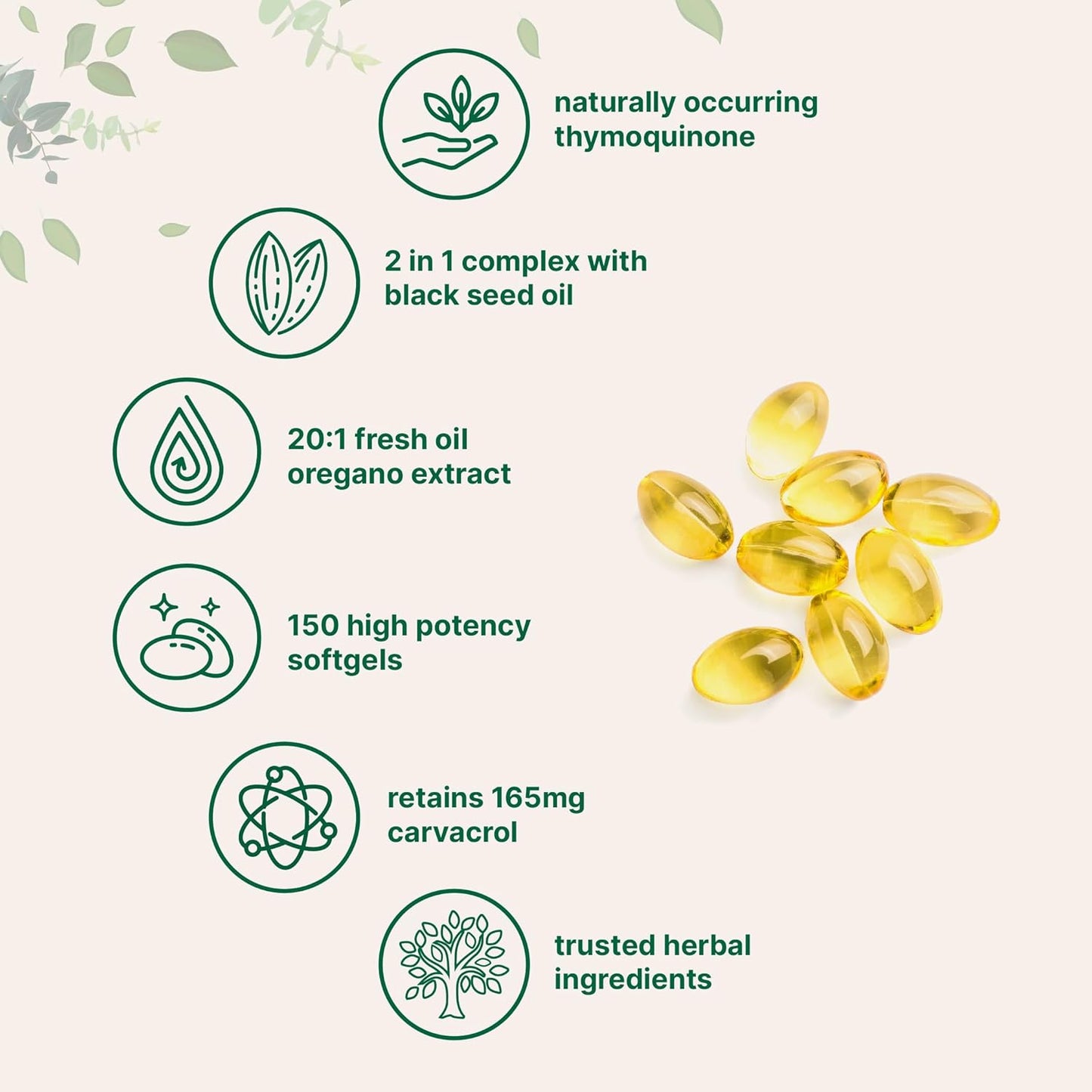 4x strength naturally occurring carvacrol and thymoquinone actives