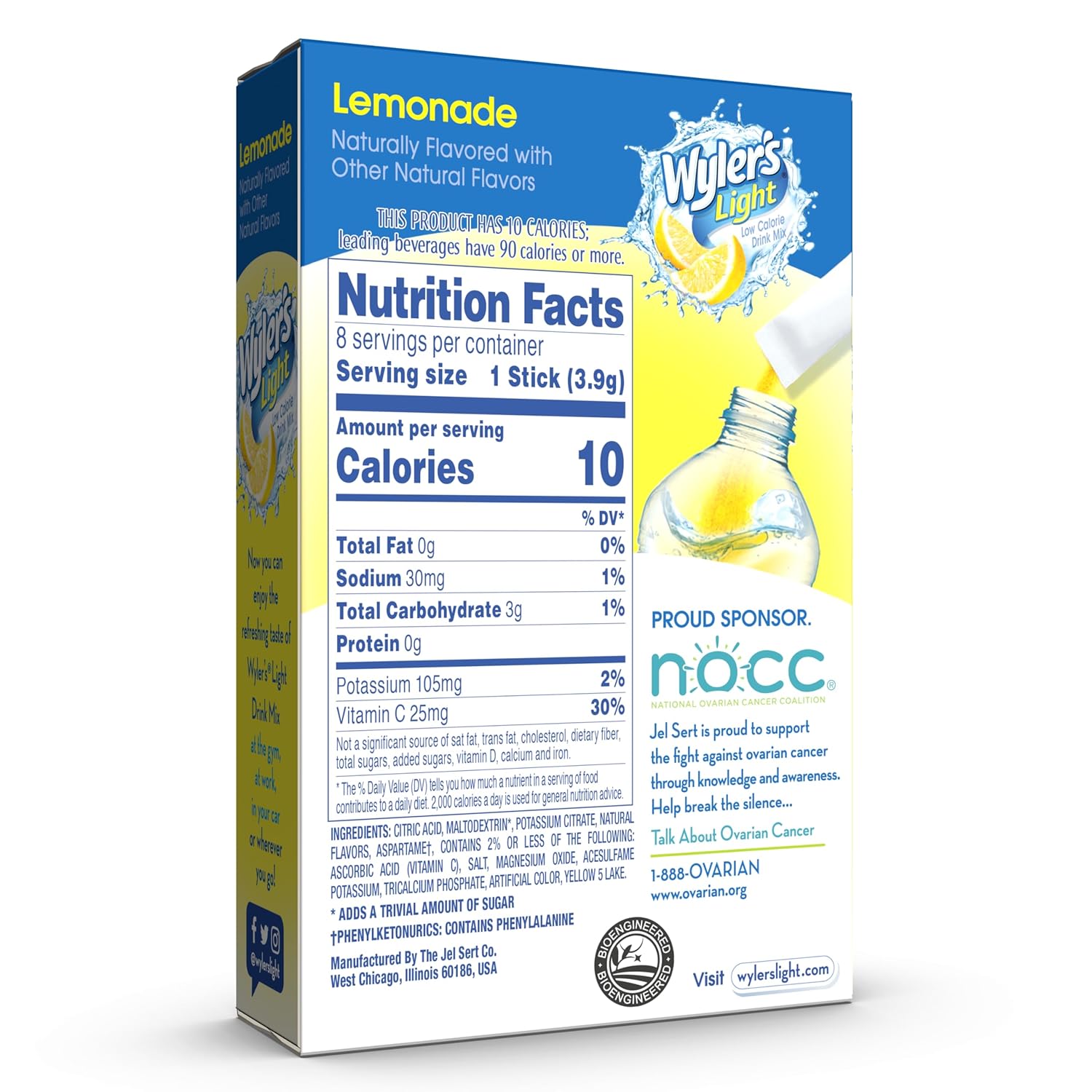 5 calories and 85% fewer calories than leading regular beverages per packet