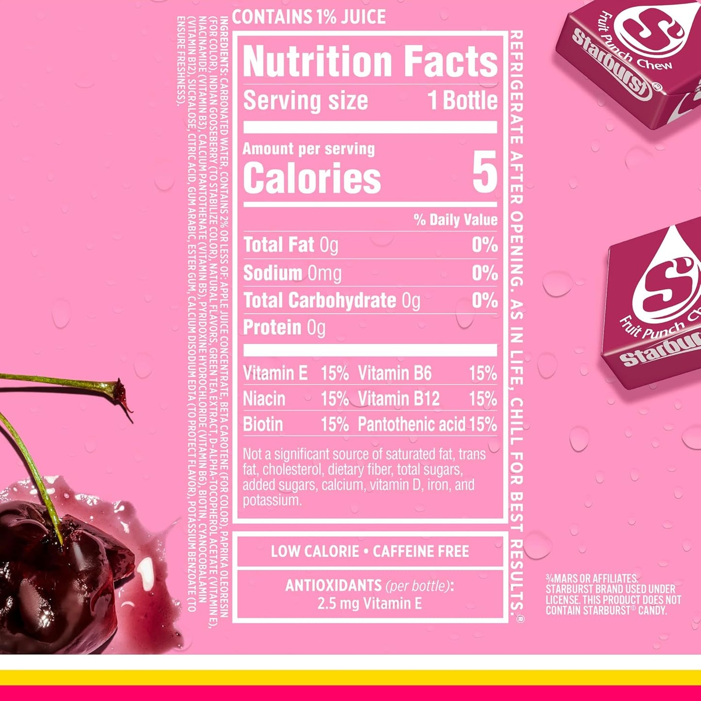 5 calories per 17 fl oz bottle