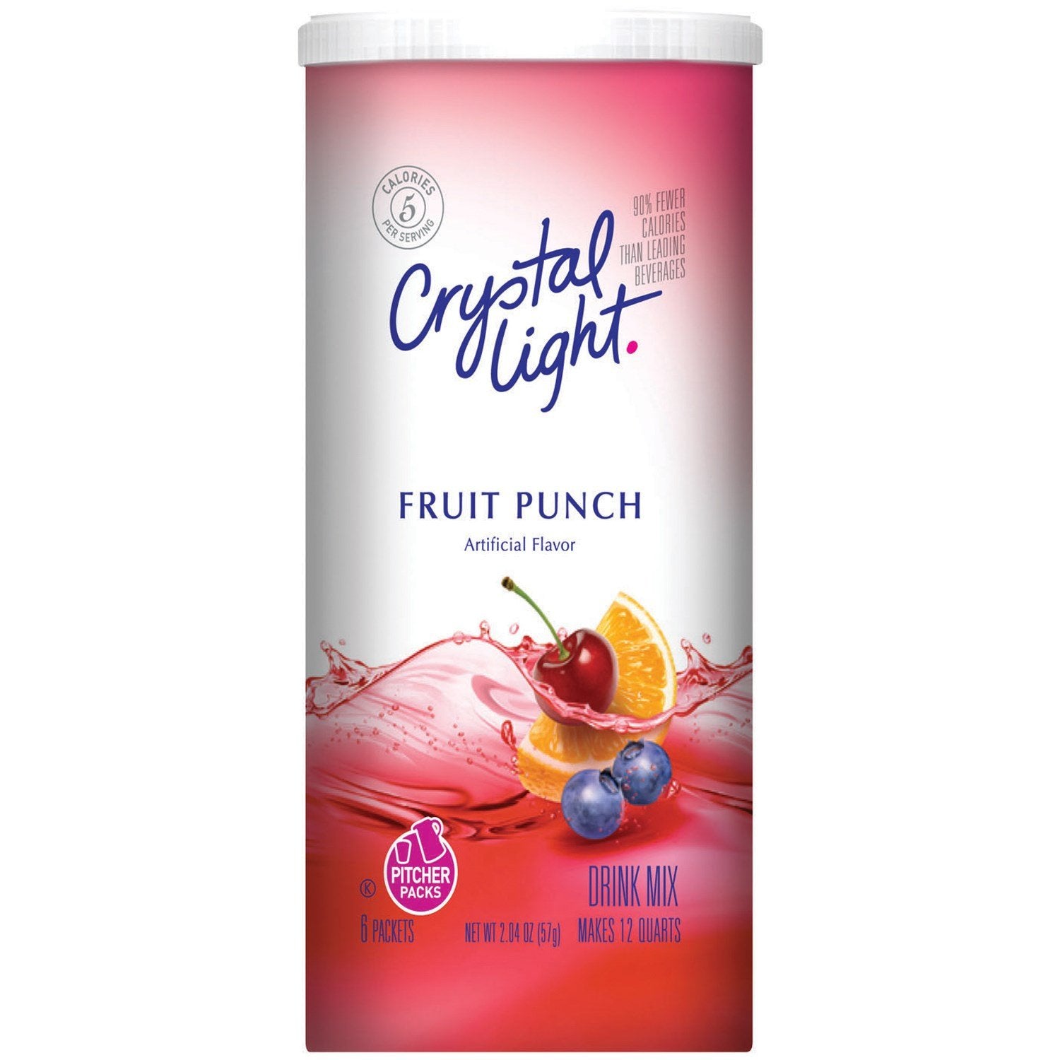 5 calories per serving, 0g sugar via aspartame and acesulfame potassium