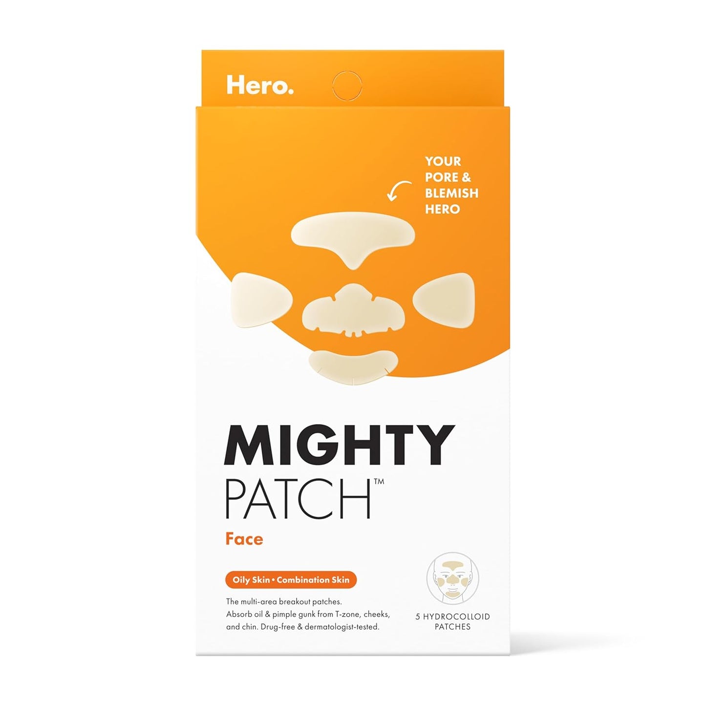 5 extra-large medical-grade hydrocolloid patches in one pack