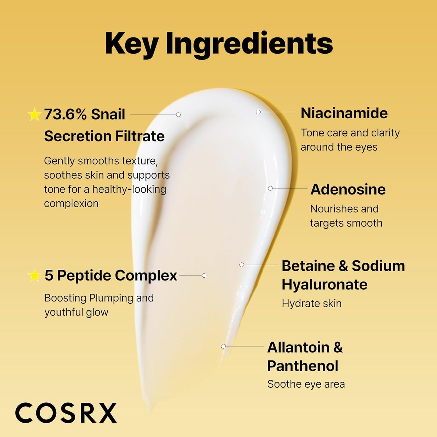 5-peptide complex plus adenosine to firm skin and minimize wrinkles and fine lines