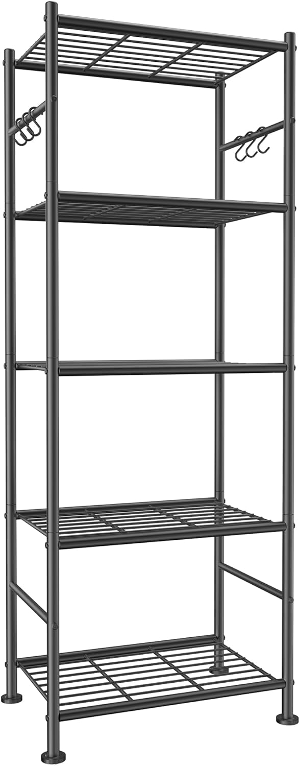 5-tier wire shelving (also available in 4-tier and 6-tier variants)