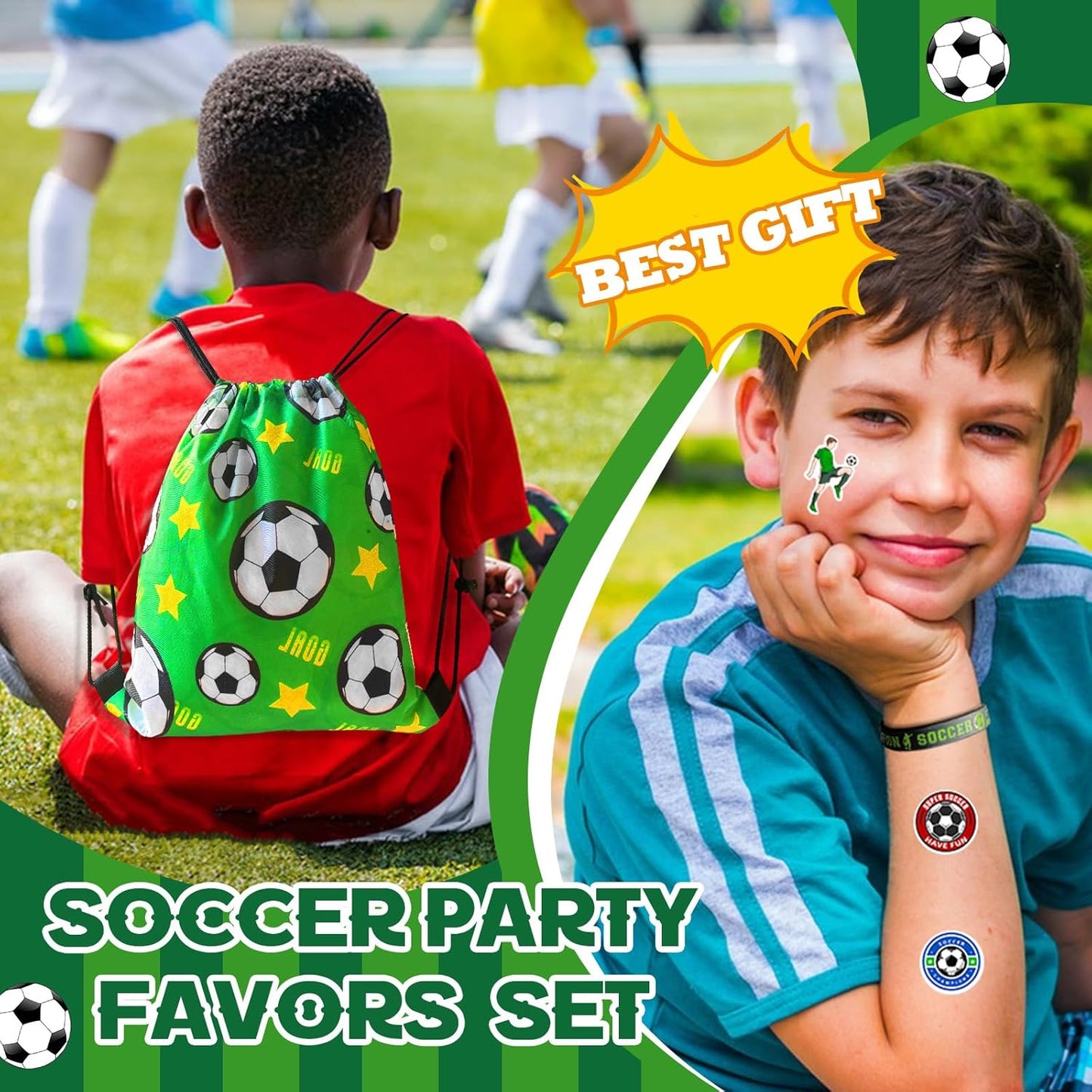 50 adhesive soccer stickers for decorating and crafting