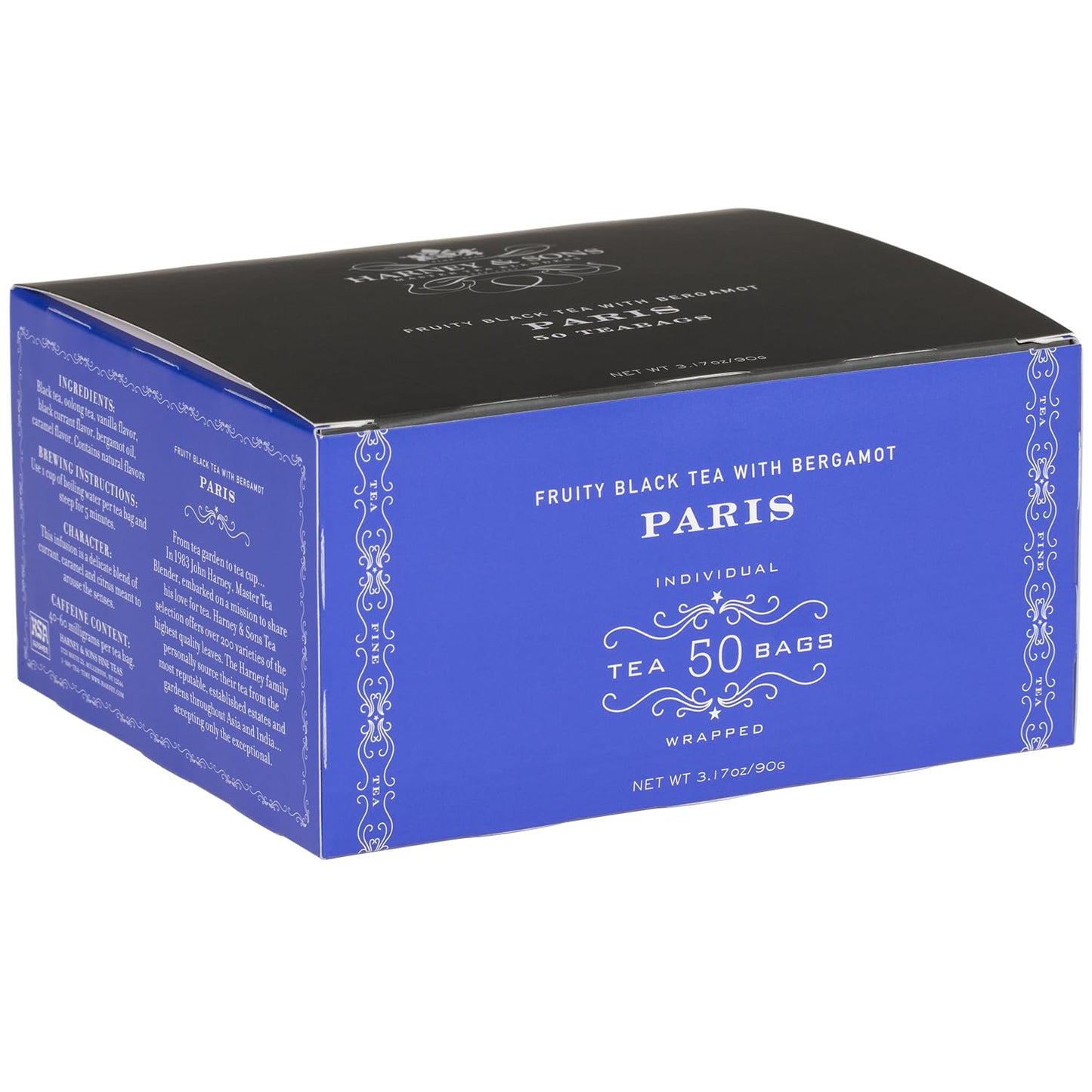 50 individually wrapped tea bags in a single box