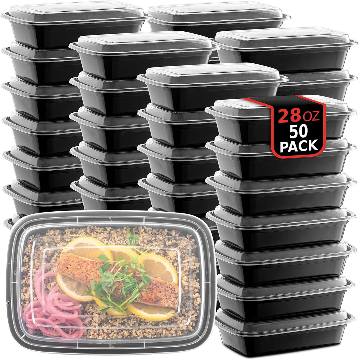 50-pack bulk quantity with 28 oz single-compartment capacity