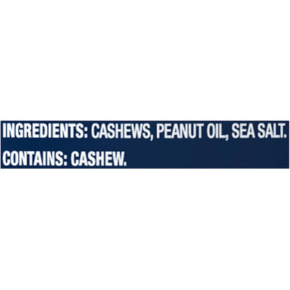 50% reduced sodium versus regular salted cashews