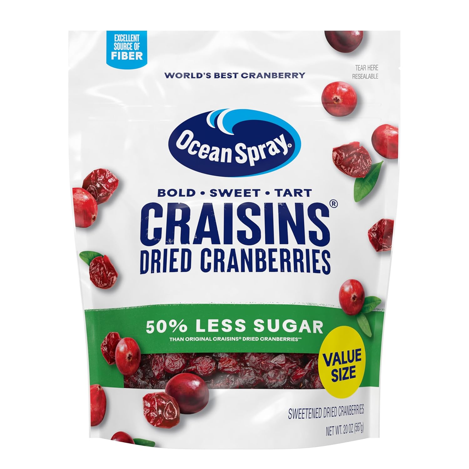50% reduced sugar formulation versus original craisins