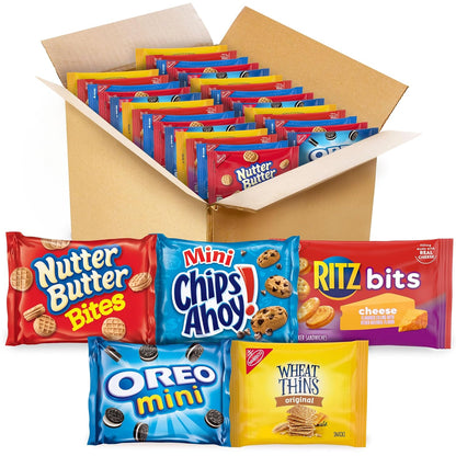 50 total individually wrapped snack packs split evenly as 10 each across 5 nabisco brands