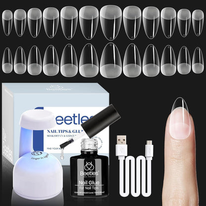 504-piece pmma nail tip set in 12 numbered sizes (0-11) with half-matte etch-x finish