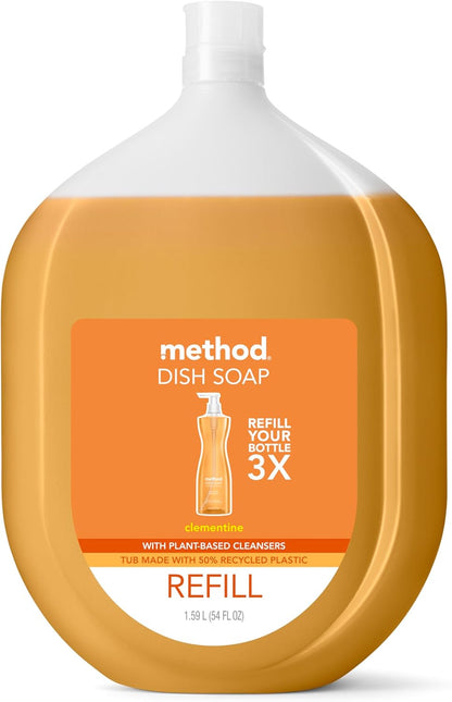 54 fl oz gel dish soap refill tub, with alternate 36 fl oz 6-pack and multi-pack 54 oz bundles